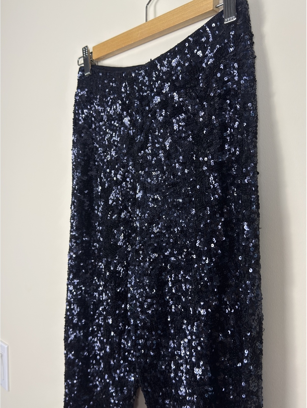 Donna Karan New York Vintage 100% Silk Sequin Pants Navy Blue Size S Evening - Picture 7 of 9